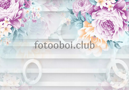 кольца, цветы, пионы, 3д, 3d 